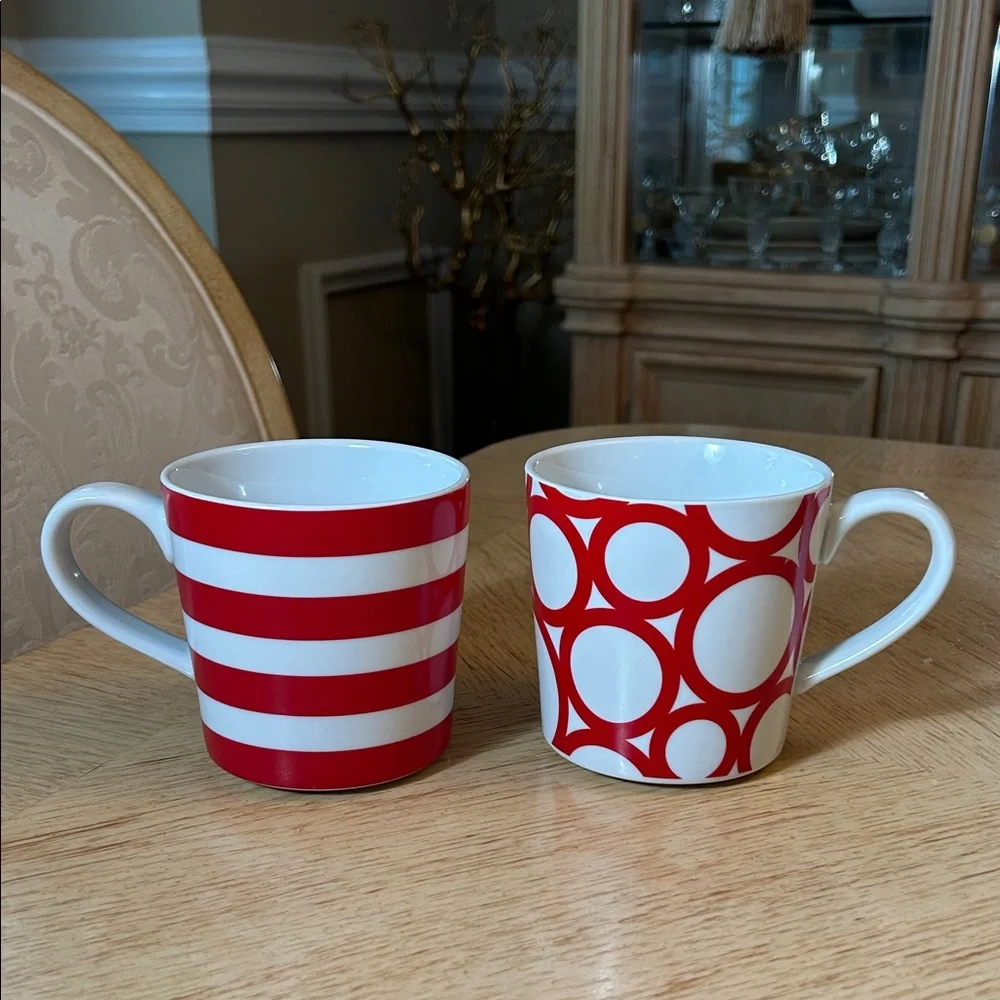 Crate & Barrel Circles & Stripes Mugs (2)